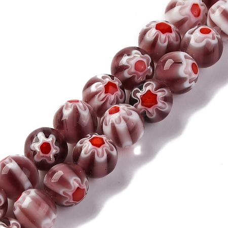 Handmade Millefiori Lampwork Beads Strands LAMP-G164-05O-1