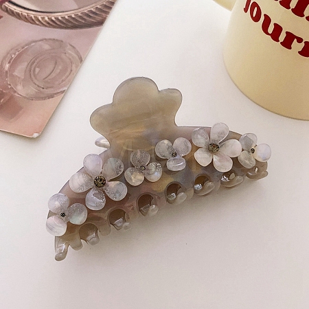 Flower Rhinestones Claw Hair Clips PW-WG53691-01-1