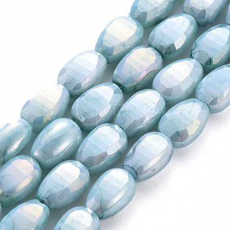 Opaque Baking Paint Crackle Glass Beads Strands EGLA-S174-21A-1
