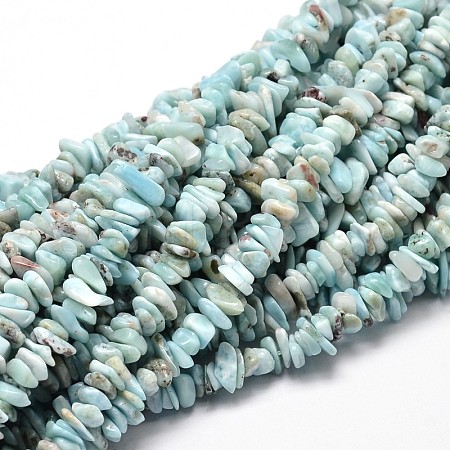 Natural Larimar Chip Beads Strands X-G-E271-77-1