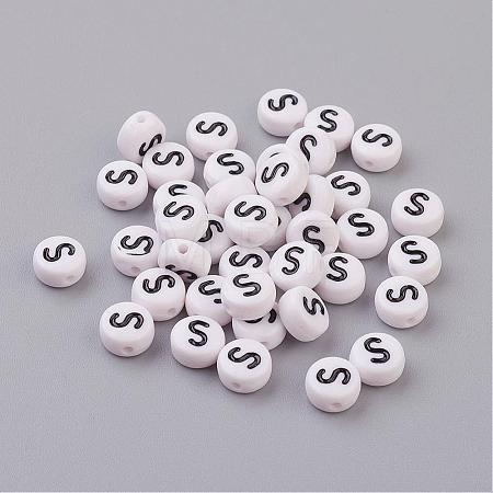Acrylic Horizontal Hole Letter Beads X-PL37C9070-S-1