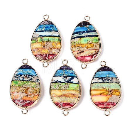 Synthetic Imperial Jasper Connector Charms G-Q606-100G-1