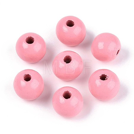 Spray Painted Round Natural Schima Wood Beads WOOD-A018-12mm-06-1