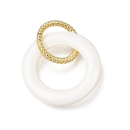 Natural White Shell and Brass 2 Ring Linking Rings KK-C262-05D-G-1