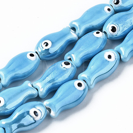 Handmade Porcelain Ceramic Beads Strands X1-PORC-T006-03P-1