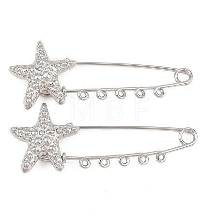 Starfish 304 Stainless Steel Safety Pins Brooch Findings SA-CBA098D-16D-P05-1