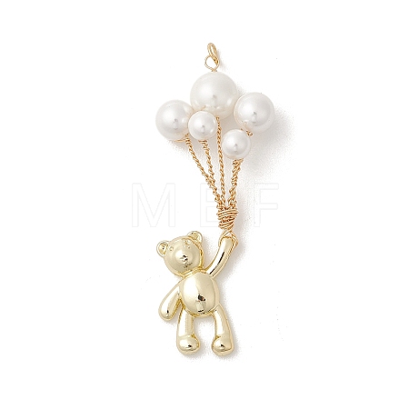 Alloy & Shell Pearl Copper Wire Wrapped Big Pendants PALLOY-JF04808-02-1