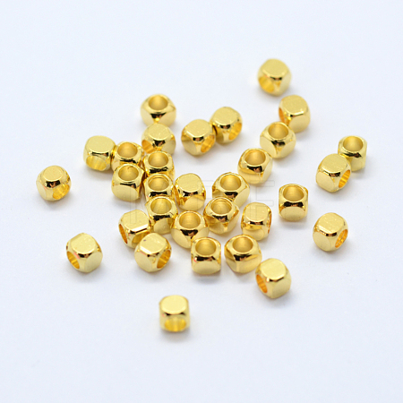 Cube Brass Spacer Beads KK-L015A-01G-1