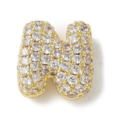 Brass Micro Pave Cubic Zirconia Beads KK-P290-61G-N-1