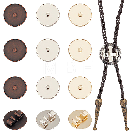 12Pcs 3 Styles Alloy Bolo Tie Slides Clasp Cabochon Settings FIND-PH0018-03-1