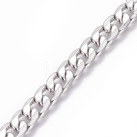 Tarnish Resistant 201 Stainless Steel Cuban Link Chains CHS-L020-034A-P-1
