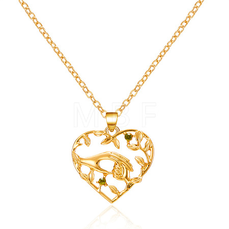 Mother's Day Alloy Olivine Rhinestone Pendant Necklaces FS-WG726DB-05-1