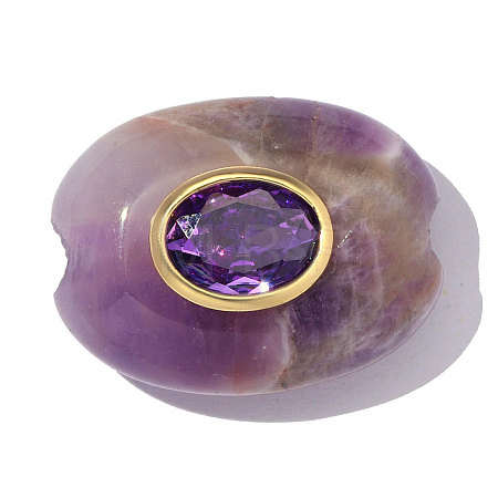 Brass Micro Pave Cubic Zirconia & Amethyst Beads GG-OY001-06G-02-1