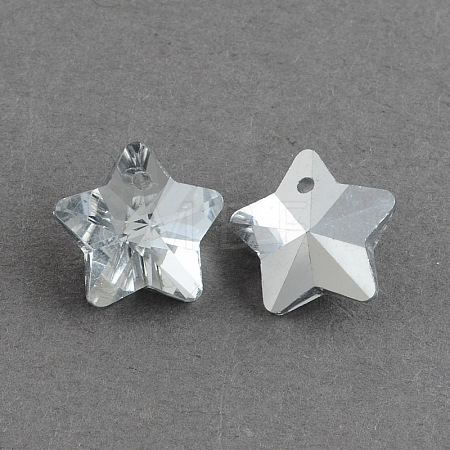 Star Electroplated Glass Pendants EGLA-R084-01-1