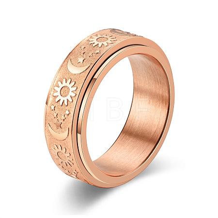 Star & Moon & Sun 304 Stainless Steel Rotatable Finger Ring PW-WG61315-14-1