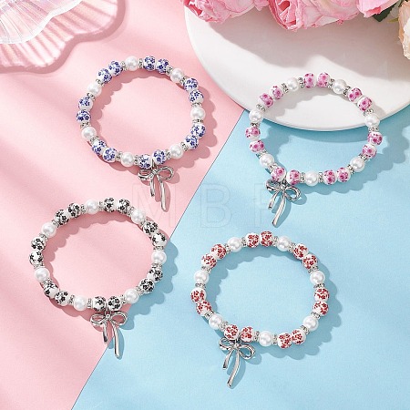 Brass Bowknot Charm Bracelets BJEW-JB12905-1