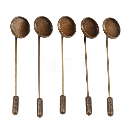 Brass Stick Lapel Pins Flat Round Base Settings LS-KK-A301-02AB-1