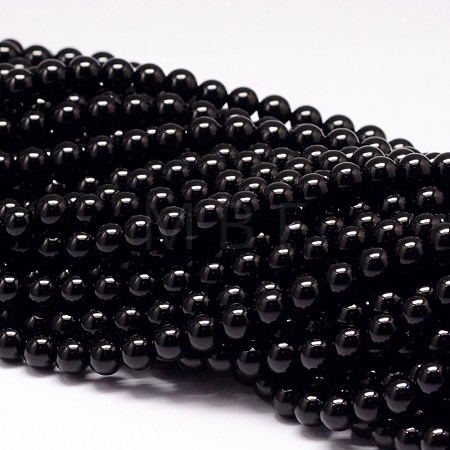 Natural Black Tourmaline Beads Strands X-G-P132-17-8mm-1