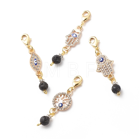 Alloy Rhinestone Evil Eye Pendant Decoration Findings HJEW-JM00696-1