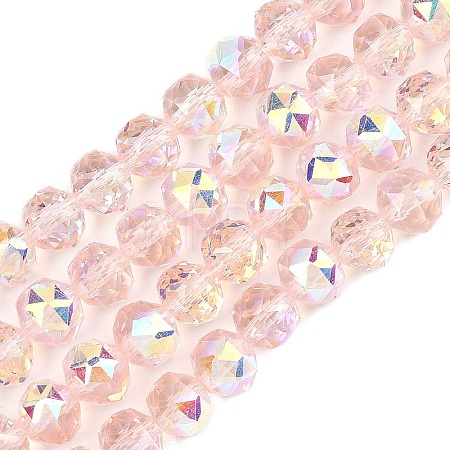 Electroplate Transparent Glass Beads Strands GLAA-H040-01B-1