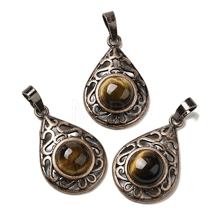 Natural Tiger Eye Pendants G-H065-02R-07-1