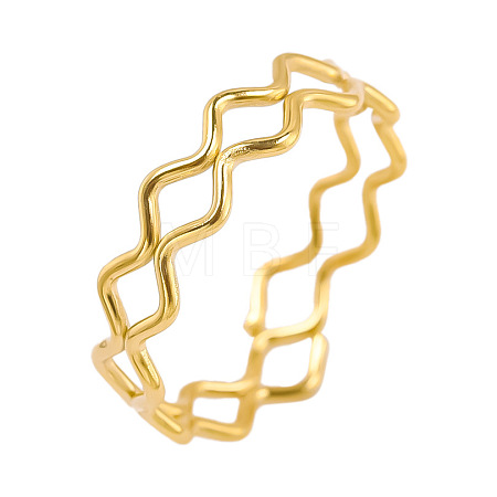 304 Stainless Steel Wave Round Ring FX7669-2-1