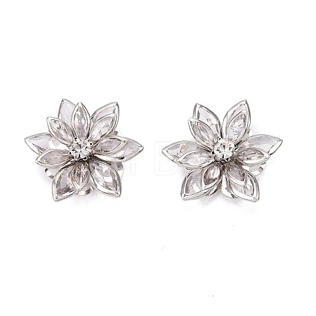 Acrylic Rhinestone Flower Flat Back Cabochons RSB027-06-1