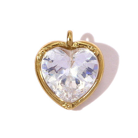 304 Stainless Steel Micro Pave Cubic Zirconia Pendants STAS-OY007-52G-1