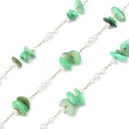 Handmade Natural Shell & ABS Imitation Beaded Chains CHS-F025-13G-05-1