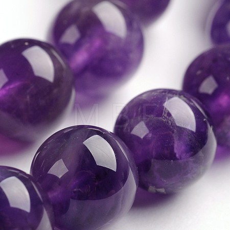 Round Natural Amethyst Gemstone Bead Strands G-J333-01-10mm-1