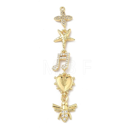 Brass Micro Pave Clear Cubic Zirconia Big Pendants KK-B176-02G-01-1