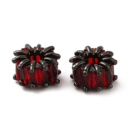 Rack Plating Black Brass Micro Pave Cubic Zirconia Beads KK-Q795-02C-B-1