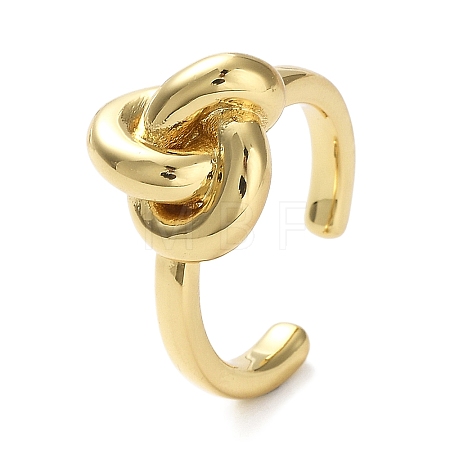 Rack Plating Brass Knot Open Cuff Rings for Women RJEW-Q777-06G-1