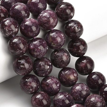 Natural Lepidolite/Purple Mica Stone Beads Strands G-H335-B03-14mm-A-1