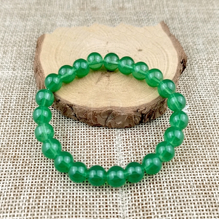 Glass Imitation Natural Agate Round Beaded Stretch Beaded Bracelets WG8D788-12-1