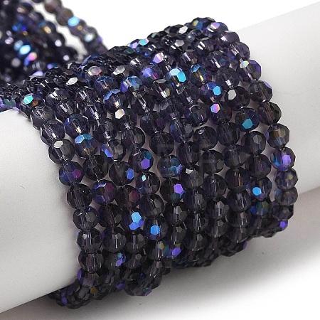 Electroplate Transparent Glass Beads Strands EGLA-A035-T4mm-L15-1