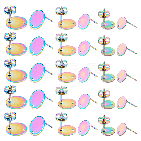 42Pcs 3 Size 304 Stainless Steel Stud Earring Findings STAS-DC0011-81-1
