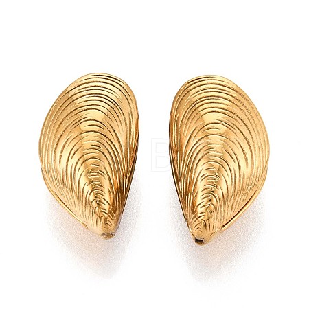 304 Stainless Steel Shell Shape Hoop Earrings EJEW-N059-11G-1