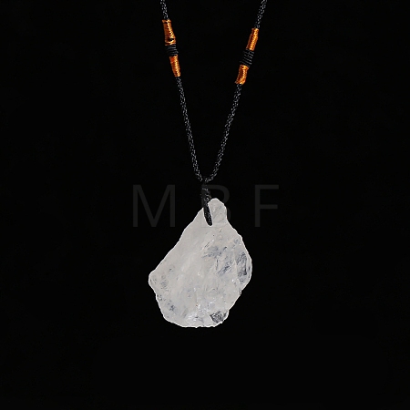 Natural Raw Quartz Crystal Nugget Pendant Necklaces LS-PW-WG79580-01-1