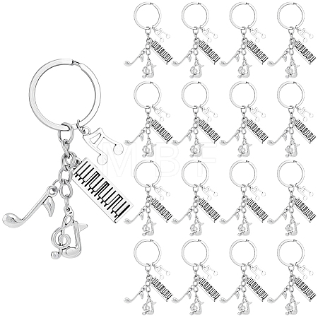 20Pcs Alloy Musical Instruments & Musical Note Keychains KEYC-SC00035-1