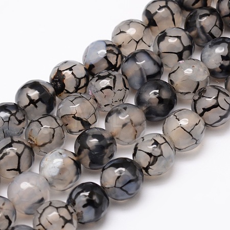Dyed Natural Agate Faceted Round Beads Strands X-G-E320E-8mm-12-1