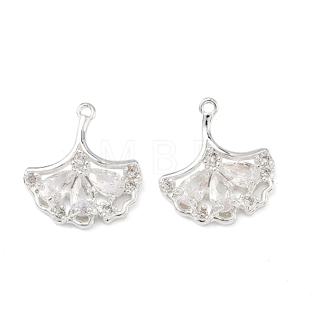 Brass Micro Pave Clear Cubic Zirconia Pendants KK-C168-03S-1