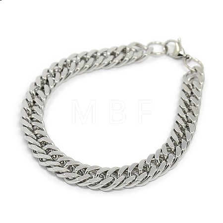 Tarnish Resistant Fashionable 304 Stainless Steel Cuban Link Chain Bracelets STAS-A028-B064P-1