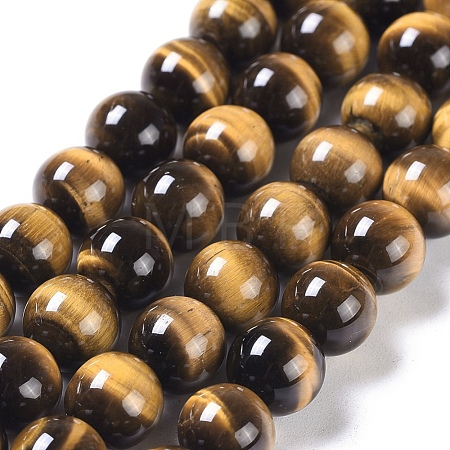Natural Tiger Eye Round Bead Strands G-L411-07-8mm-1