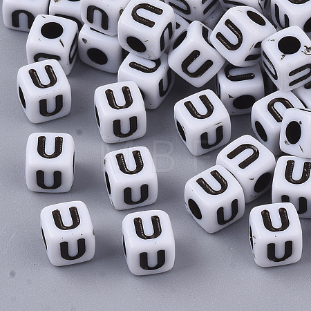 White Opaque Acrylic Beads MACR-R869-02U-1