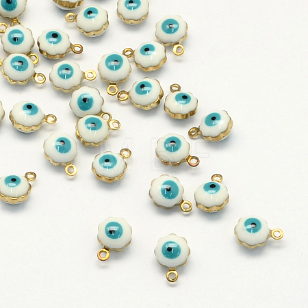 Golden Tone Brass Enamel Charms KK-Q571-05D-1