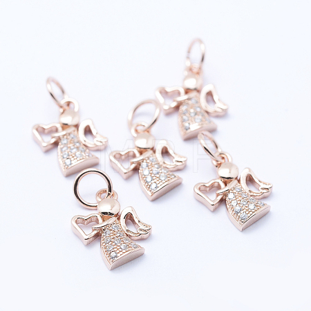 Brass Micro Pave Cubic Zirconia Charms X-KK-P133-03RG-NR-1
