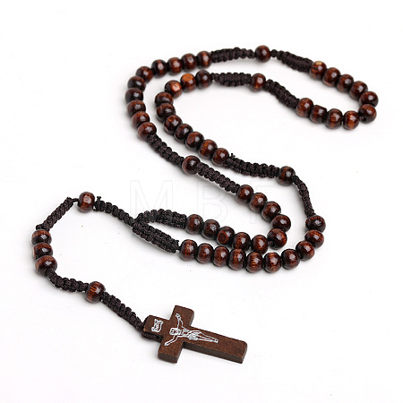 Wood Beads Pendant Necklaces PW-WG06F37-02-1