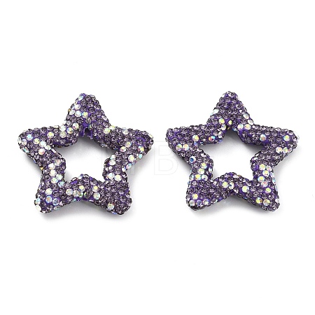 Star Shape Polymer Clay Rhinestone Beads CLAY-NH0001-06N-1