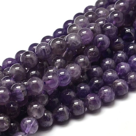 Natural Amethyst Round Bead Strands G-I168-09-10mm-1